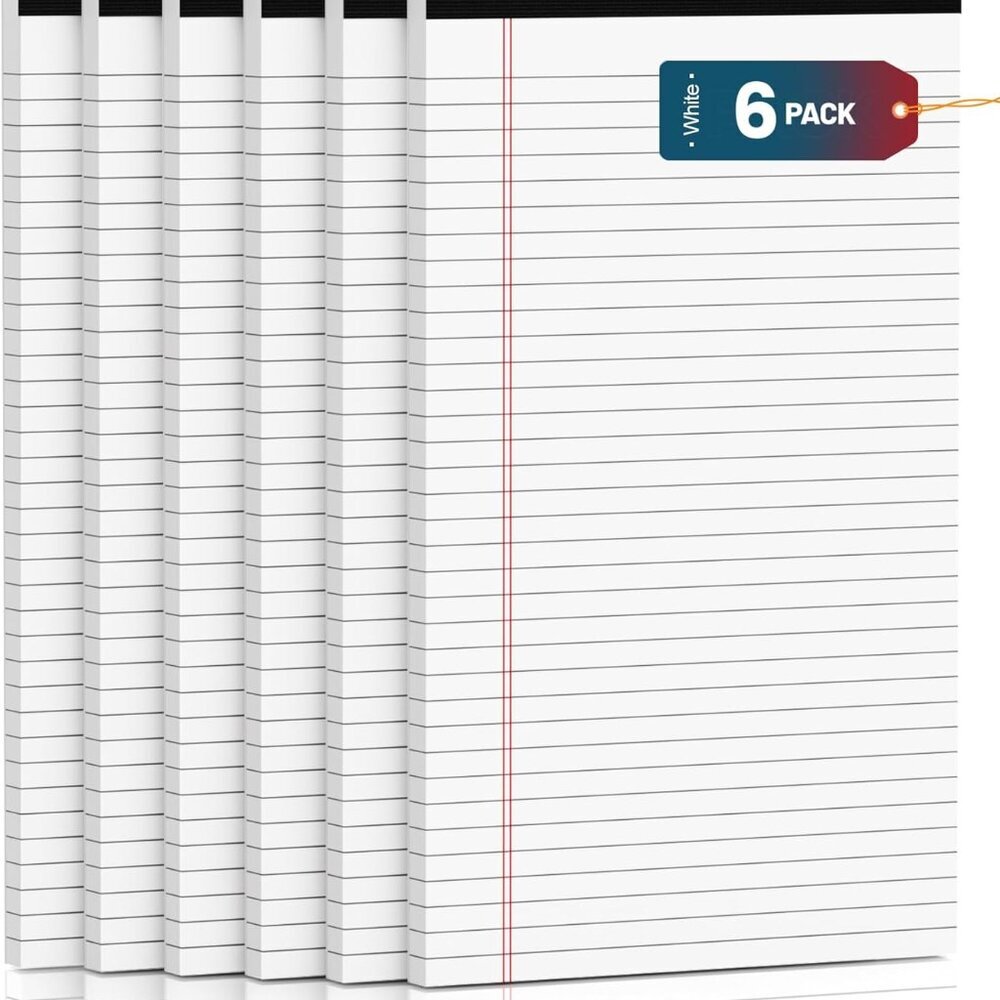 Legal Pads 8.5 x 14 Note Pads, 6 Pack Writing Pads Wide Ruled Notepads, Micro Pe